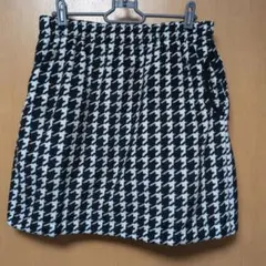 【最終価格SALE】千鳥柄×ブラック リバーシブル スカート L