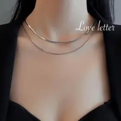 No.744 スネークチェーン2連ネックレスチョーカー 韓国 上品 高見え