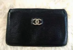 【値下げ】CHANEL シャネル レザー 名刺入れ 黒 カードケース ブラック