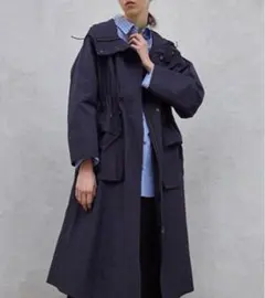 美品　ルシェルブルー ロング　コート　アウター　ナイロン