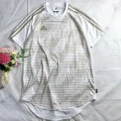 希少カラー★アディダス CLIMALITE ロングTシャツ Oサイズ 白×金