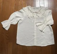 earth music&ecology フリル襟 ブラウス ホワイト