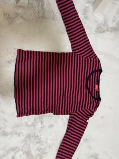 赤と紺のストライプ 長袖Tシャツ サイズ1