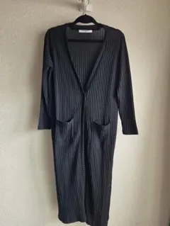 ブラック リブニット ロングカーディガン Mサイズ