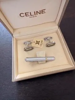 【未使用・箱タグ付】 CELINEセリーヌネクタイピンカフスセットマカダム