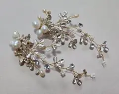 【美品】ウェディング 大ぶりロングピアス パール フラワー