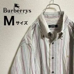 Burberry シャツ ストライプ 長袖 ワンポイント ロゴ 刺繍 古着 2