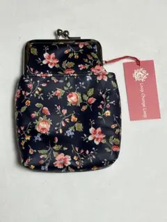 ◻︎ 花柄ネイビーブルーポーチ　新品