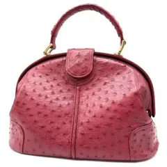 【高級！良品！✨】オーストリッチ ハンドバッグ がま口 赤フォーマル 冠婚葬祭