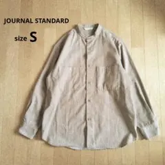 JOURNAL STANDARD　バンドカラー　ストライプシャツ　S　グレージュ