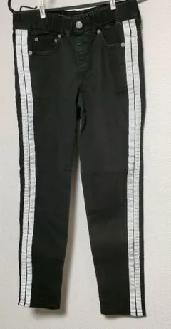 〇グレー ストライプ スキニーデニム　黒