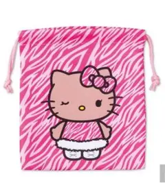 ★新品 ハローキティ 巾着 S ピンク ゼブラ柄 ギャルキティ アベイル