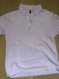 Lacoste ピンク ボタンダウン ポロシャツ