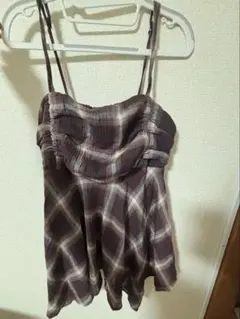 (新品)LOWRYS FARMブラウン系チェック キャミワンピース