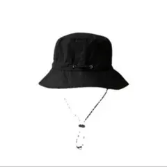 黒　バケットハット 防水　UVカット　あご紐　　携帯用　折り畳み　キャンプ　登山