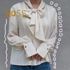 ヒューゴボス BetterBOSS ボウタイブラウス シャツ リボン タック 