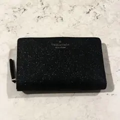 kate spade ブラック 二つ折り財布 グリッター