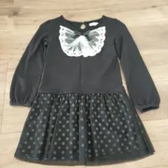 ワンピース　黒　レース　ドット　130
