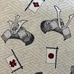 夢色百景✨生成り系✨兜柄 軍旗柄✨彩綾型文様 五月節句✨110×50✨生地ハギレ