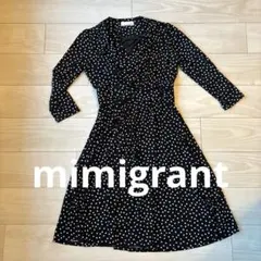 mimigrant 黒白ドット カシュクールAラインワンピース