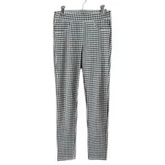 comfort basic ギンガムチェック スリムフィットスラックス　M 黒