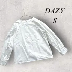 DAZY 長袖シャツ ブラウス コットン100 無地 カジュアル 通勤 白 S