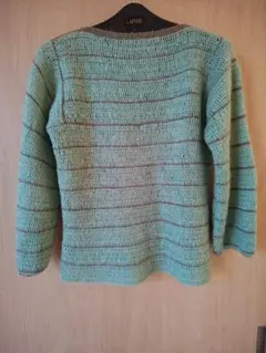 ミントグリーン ストライプ ニットセーター 長袖