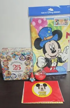 ディズニー 2022 フェイスタオル 25周年の缶のみセット