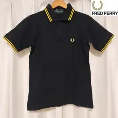 【古着】フレッドペリーティップライン半袖ポロシャツ黒×黄 36のサムネイル