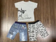 120cm 夏服まとめ売り　動物Tシャツ1枚とハーフパンツ2枚の3点セット