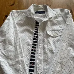 ドット柄メンズワイシャツ、field/dream白系襟付きシャツ