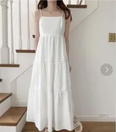 ホワイト キャミワンピース ティアード