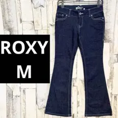 美品 ROXY 洗濯機可 微ストレッチ ブーツカット ジーンズ 太め M 青
