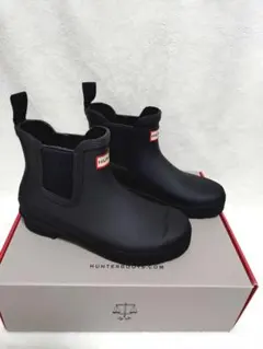 【K様専用】　HUNTER ブラック サイドゴアショートブーツ24cm