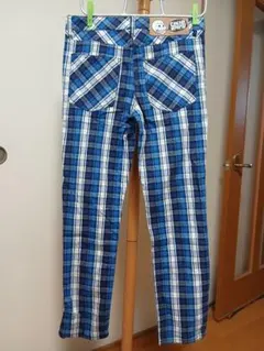 CHEAP MONDAY ✕ BEAMS チェック柄 スキニーパンツ ブルー