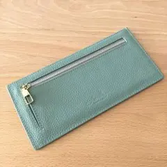 LIZDAYS 牛革 スリム長財布 フラグメントケース スカイブルー 薄い財布