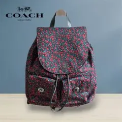 コーチ 小花柄 リュック ナイロン ターンロック F59434 レザー