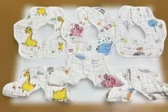 よだれかけ 8重ガーゼ ベビー ビブ スタイ 綿100% 通気性 吸湿速乾 6枚
