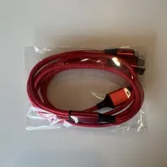充電ケーブル 3in1 Lightning・Type-C・MicroUSB 赤