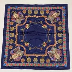 CELINE 大判ハンカチ スカーフ 紺色