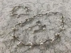 淡水パールのイヤリング、ブレスレットセット