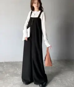 【新品未使用】クラシカルエルフ☆ブラック☆ワイド☆サロペット☆Ｌのサムネイル