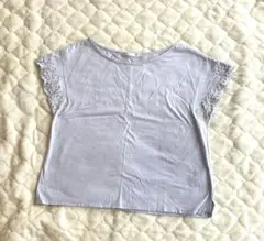 インデックス　花刺繍フレンチスリーブTシャツ　綿100% ラベンダー　ワールドのサムネイル
