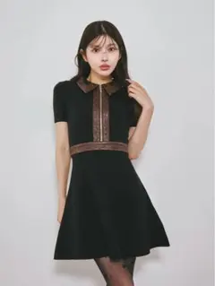 【新品・未使用】ロゴレザーニットミニワンピース