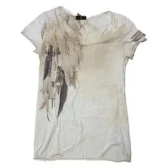 goa 半袖Tシャツ フェザープリント ムラ染め　archive 亜熱帯　00s goa 半袖Tシャツ フェザープリント ムラ染め archive 亜熱帯 00s