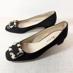 極美品★DIANA ダイアナ パンプス バックル スエード スクエアトゥ ヒョウ