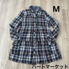 ハートマーケット　チェック柄長袖チュニックシャツ　Mサイズ