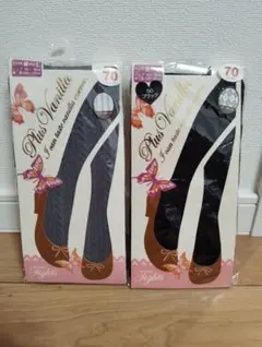 【新品】 PlusVanilla レディース タイツ2足セット M-L