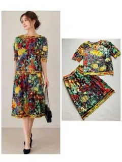 1412 希少✨ エルメス セットアップ Tシャツ スカート 総柄 マルチ 