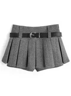 美品　グレイル ベルト付きプリーツミニスカートパンツ[at2609]